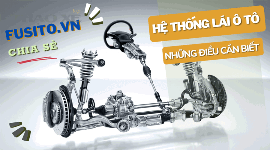 Sơ đồ hệ thống lái bánh răng thanh răng (rack and pinion) và các thanh liên kết