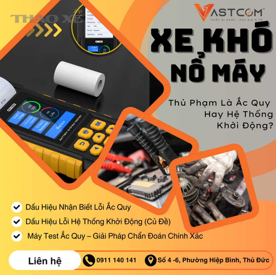 Kỹ thuật viên kiểm tra ắc quy và hệ thống điện xe khi xe không nhận smart key