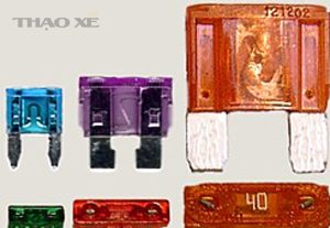 250px Electrical fuses plug in type different sizes