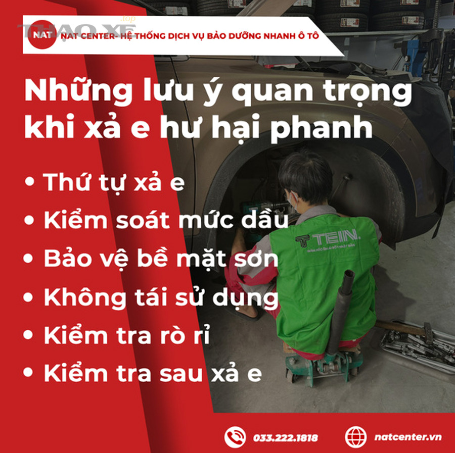 Thay dầu phanh và xả e phanh trong bảo dưỡng ô tô