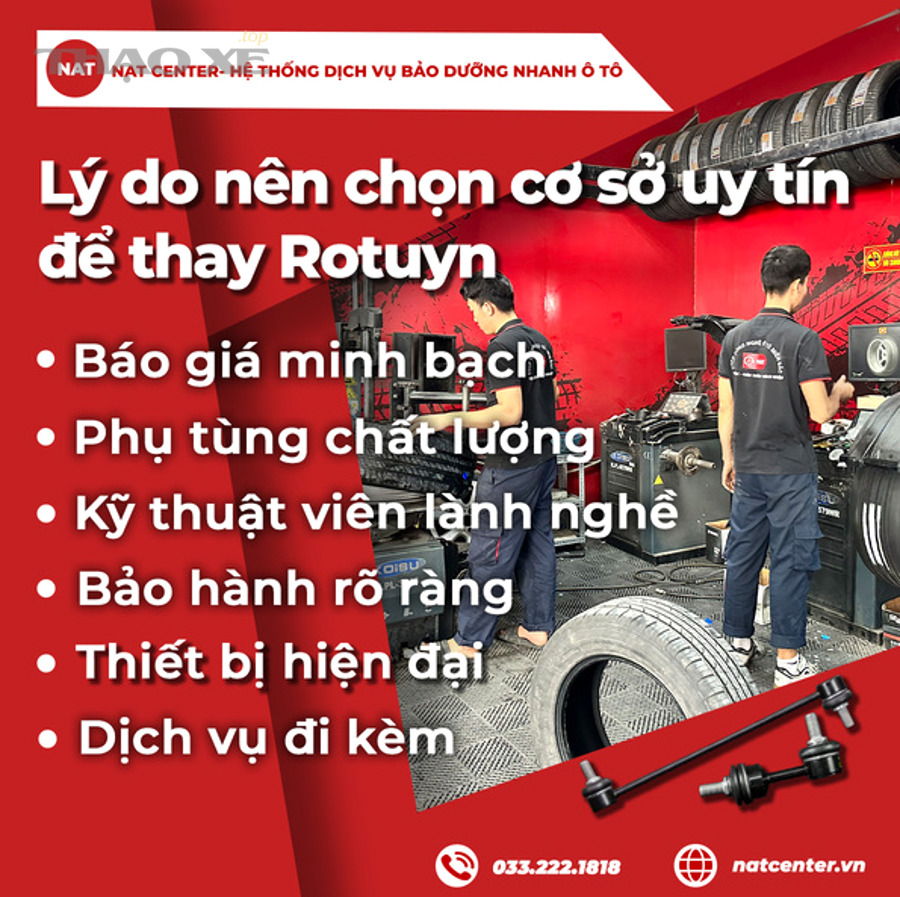 Kỹ thuật viên kiểm tra hệ thống treo và rotuyn