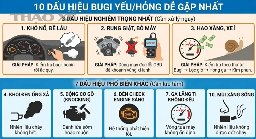 Bugi yếu có gây rung giật ô tô không?