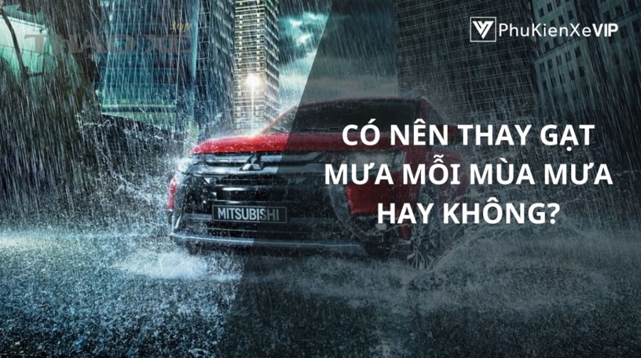 Kính lái ô tô và cần gạt mưa khi trời mưa