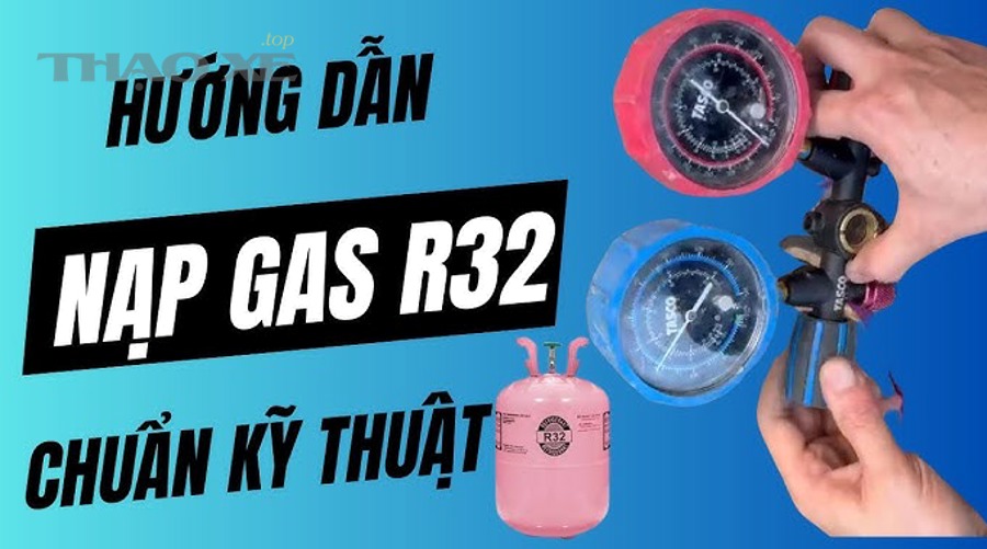 Kỹ thuật viên kiểm tra hệ thống nạp gas điều hòa an toàn