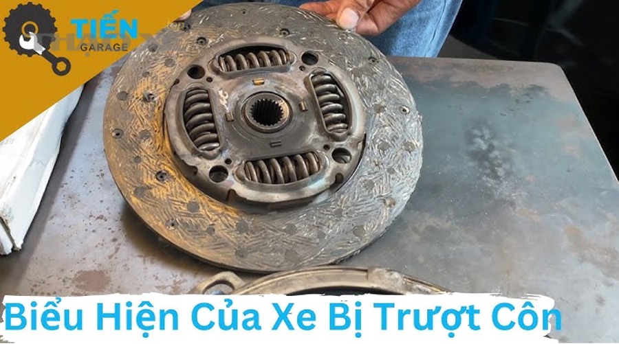 Minh họa cụm ly hợp: bánh đà, đĩa ma sát, bàn ép và cơ cấu nhả