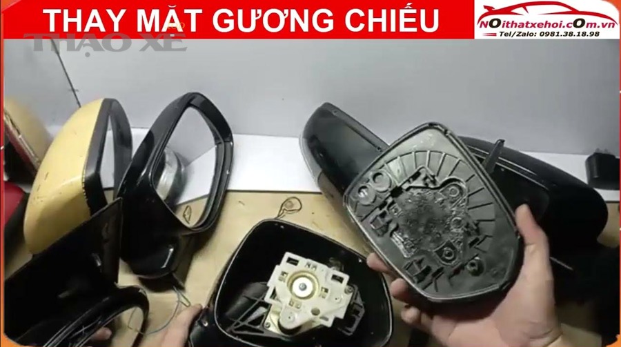 Cụm gương chiếu hậu ô tô gồm nhiều bộ phận như mặt gương vỏ gương mô tơ và chân gương