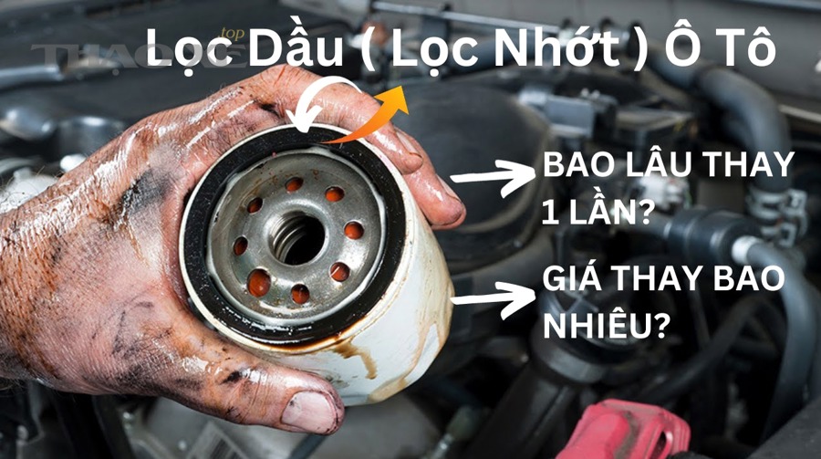 Cận cảnh bộ phận lọc dầu động cơ ô tô trong xưởng bảo dưỡng