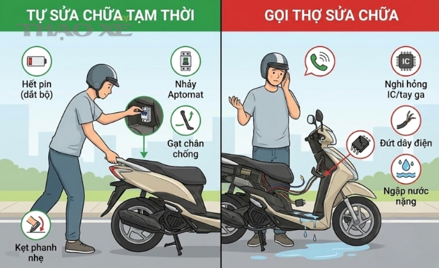 Bugi bẩn hoặc ướt có thể khiến xe đánh lửa yếu và chết máy