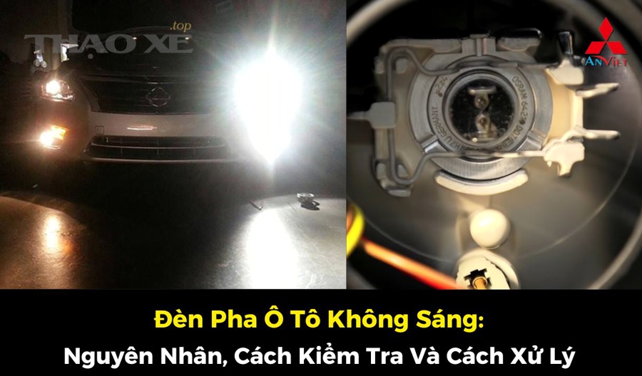 Cụm đèn pha ô tô nhìn cận cảnh khi kiểm tra hệ thống chiếu sáng