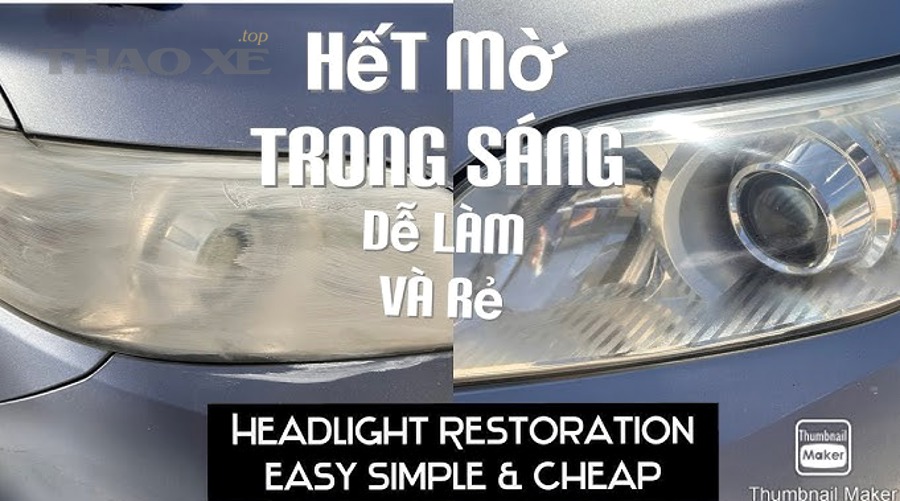 Thợ kỹ thuật đang kiểm tra và xử lý đèn xe ô tô bị mờ