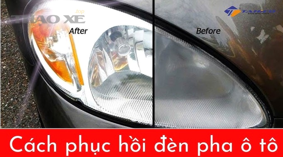 ô tô với cụm đèn trước cần kiểm tra và phục hồi chóa đèn