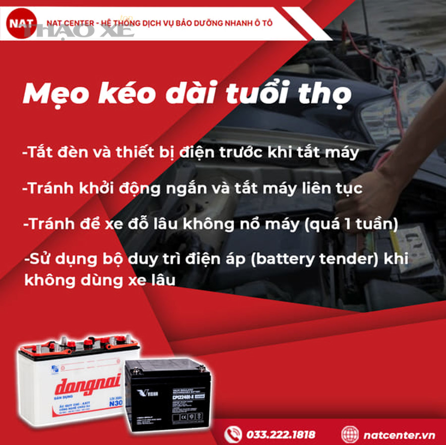 Những trường hợp sử dụng đặc biệt nào làm tuổi thọ ắc quy ô tô giảm nhanh hơn bình thường?