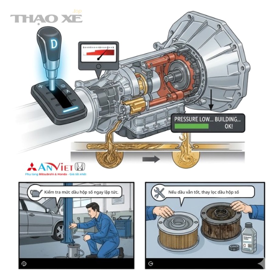 Có thể tự kiểm tra xe giật do hộp số trễ số theo cách nào?