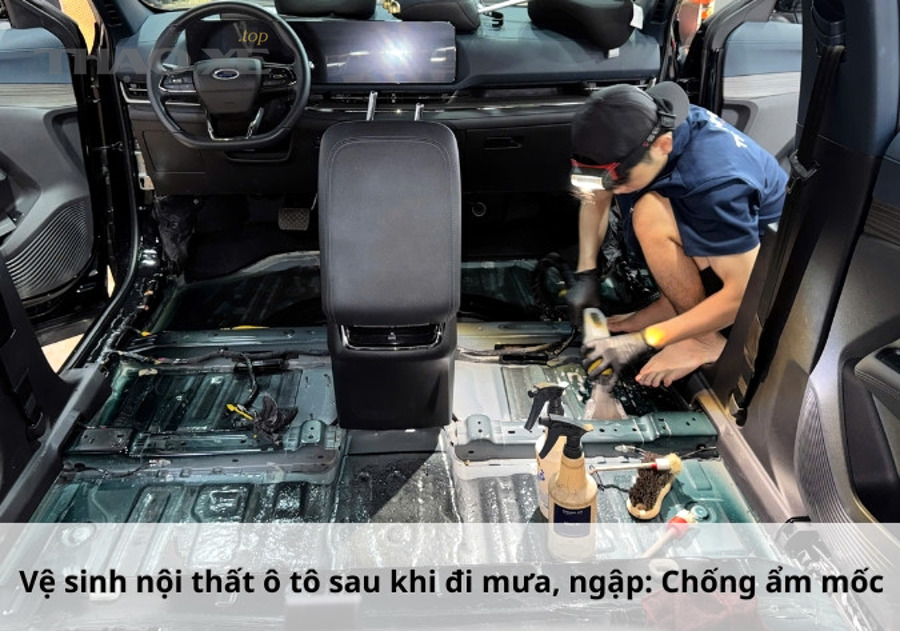 Quy trình vệ sinh nội thất ô tô sau ngập nước gồm những bước nào theo đúng thứ tự?